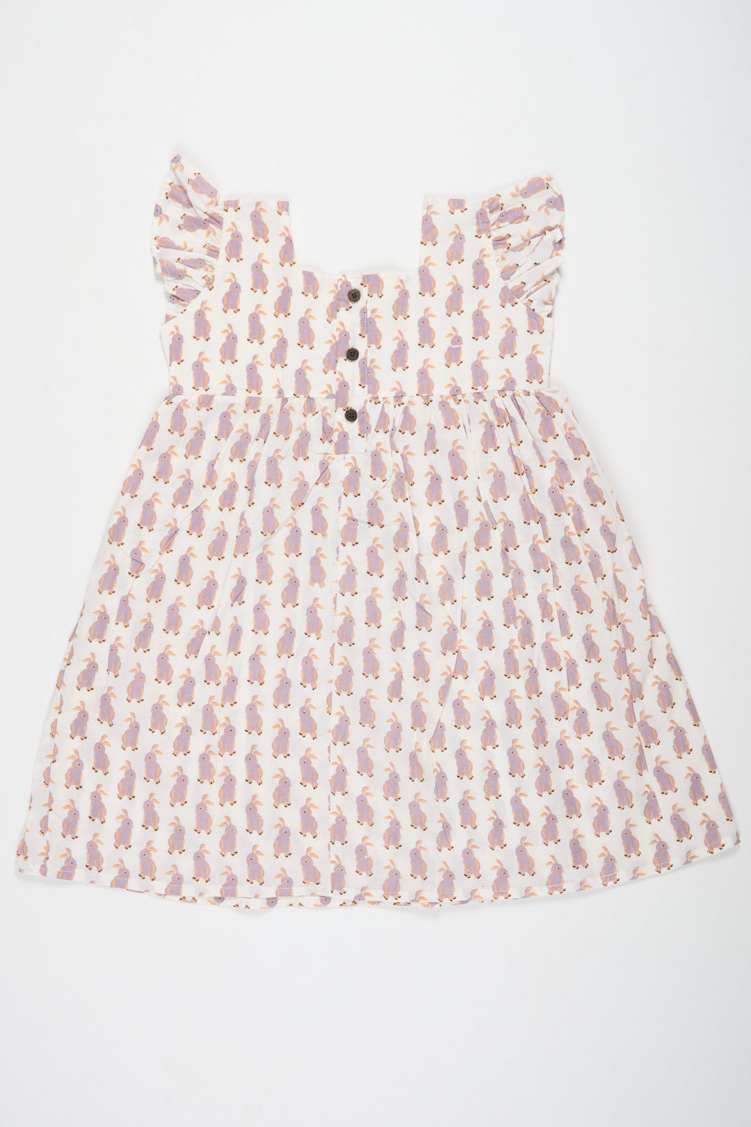 The Nesavu Baby Cotton Frocks Adorable White Baby Cotton Frock with Bunny Print and Ruffled Sleeves Perfect for Playdates Nesavu Nesavu White Cotton Baby Frock Bunny Print Playful Comfortable Kids Outfit