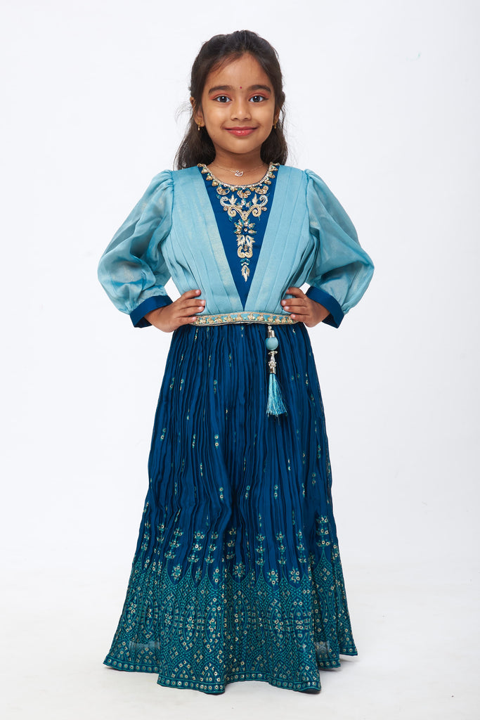 Buy IIDAM Stylish Design Girls Lehenga with Silver Sequence Embroidery  Works Blouse and Dupatta Set for Girls | Kids Lehenga Choli | Full Stitched  Lehenga Choli Set | (Cream & Black, 5-6