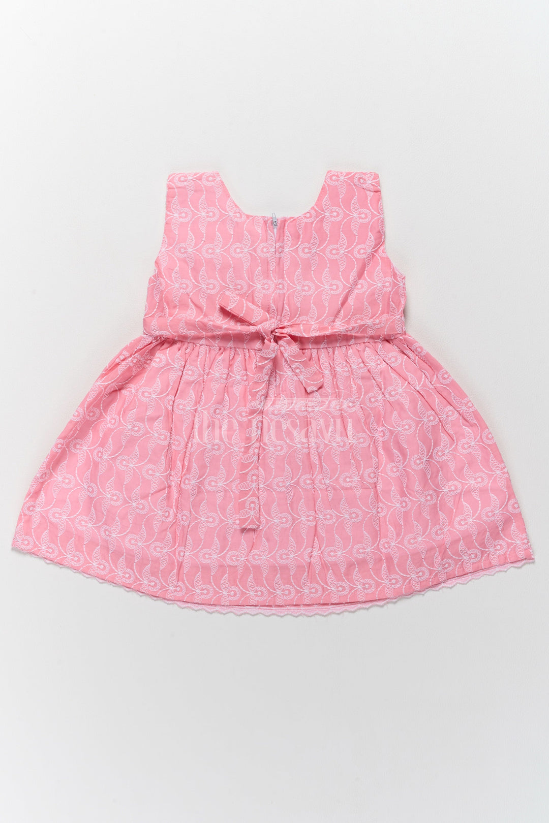 The Nesavu Baby Cotton Frocks Baby Cotton Dress with Pink Embroidered Patterns and Ruffled Collar Nesavu Nesavu Baby Cotton Dress Pink Embroidered Patterns Ruffled Collar