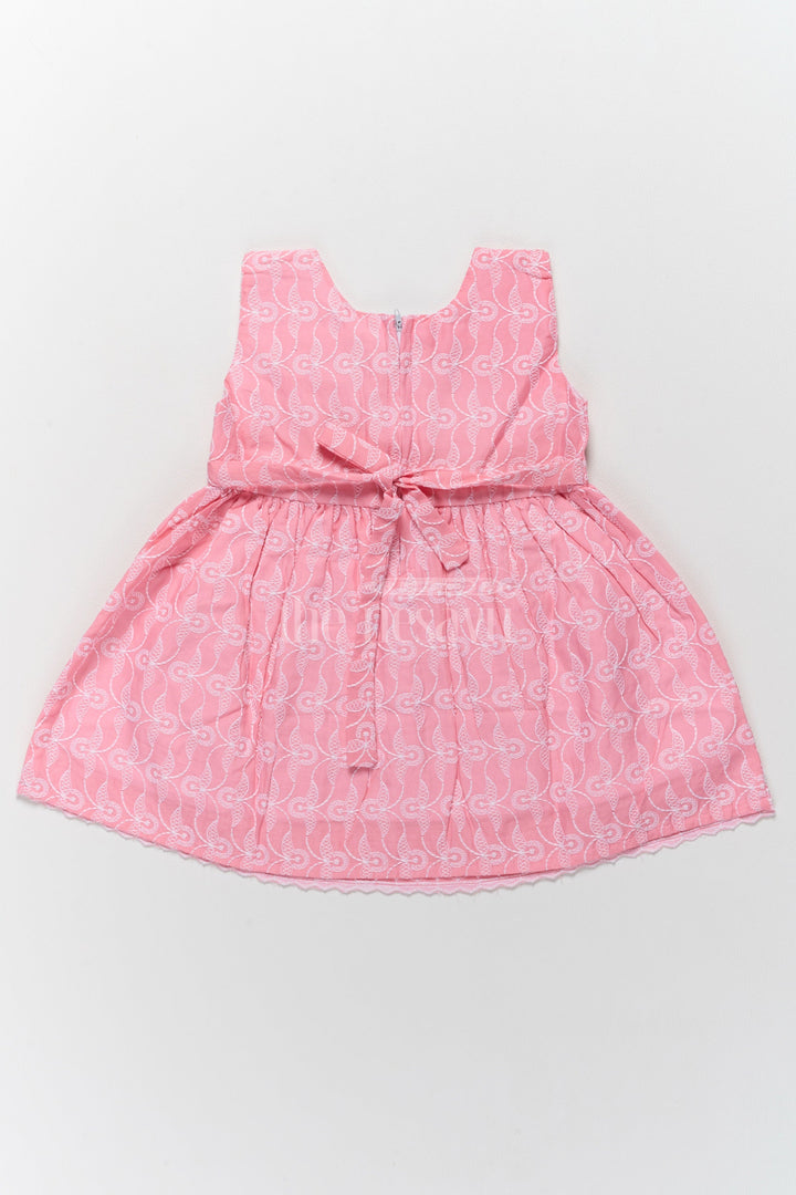 The Nesavu Baby Cotton Frocks Baby Cotton Dress with Pink Embroidered Patterns and Ruffled Collar Nesavu Nesavu Baby Cotton Dress Pink Embroidered Patterns Ruffled Collar