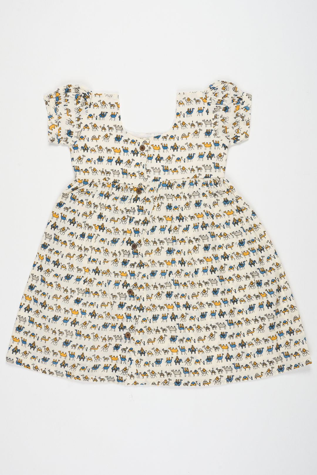 The Nesavu Baby Cotton Frocks Baby Cotton Frock with Camel Print for Casual Wear Soft and Breathable Nesavu Nesavu Baby Camel Print Cotton Block Frock Comfortable Casual Baby Dress