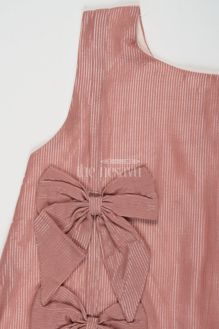 The Nesavu Baby Cotton Frocks Baby Cotton Frocks with Bow Detail Pink Cotton Casual Frocks Nesavu Nesavu Baby Pink Cotton A-Line Frock Bow Detail Cotton Casual Frocks