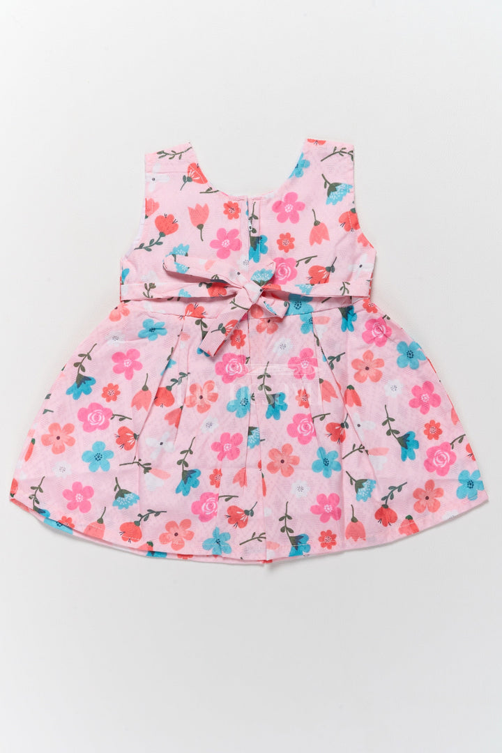 The Nesavu Baby Cotton Frocks Baby Cotton Stylish Frock with Pink Floral Design and Polka Dot Bow Nesavu Nesavu Baby Cotton Stylish Frock Pink Floral Design Polka Dot Bow