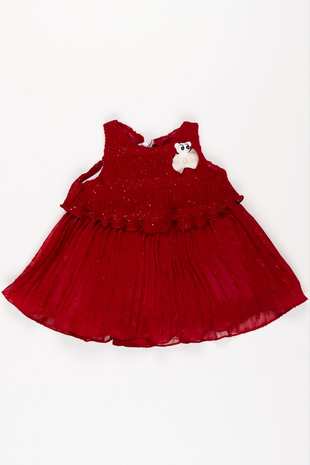 The Nesavu Baby Fancy Frock Baby Girl's Festive Maroon Baby Frock with Sparkling Sequin Details Nesavu 12 (3M) / Maroon / Georgette BFJ499A-12 Maroon Velvet Sequin Baby Frock | Festive Occasion Wear | The Nesavu