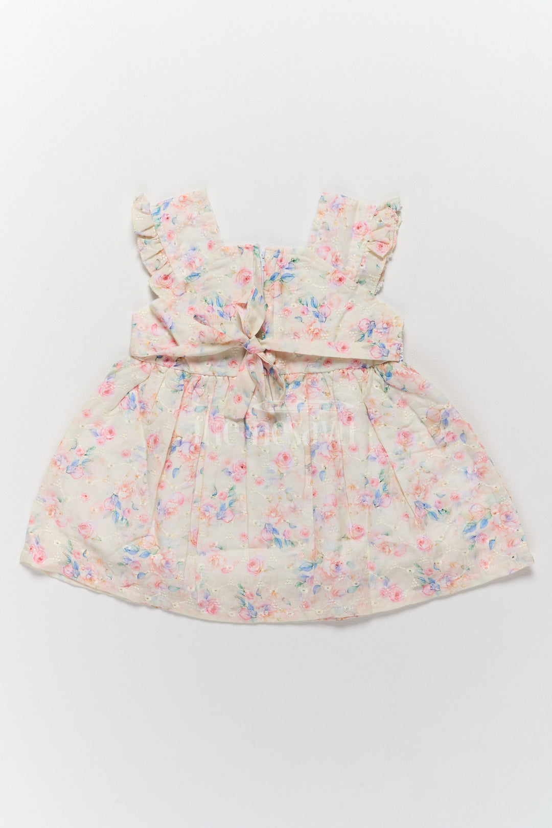 The Nesavu Baby Cotton Frocks Baby Hakoba Cotton Frock with Pastel Floral Patterns and Lace Waist Nesavu Nesavu Baby Hakoba Cotton Frock Pastel Floral Patterns Lace Waist