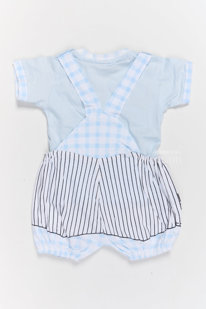 The Nesavu Baby Casual Sets Baby Winter Clothes Blue Cotton Romper with Striped Suspenders and Cartoon Design Nesavu Nesavu Baby Winter Clothes Blue Cotton Romper Striped Suspenders Cartoon Print