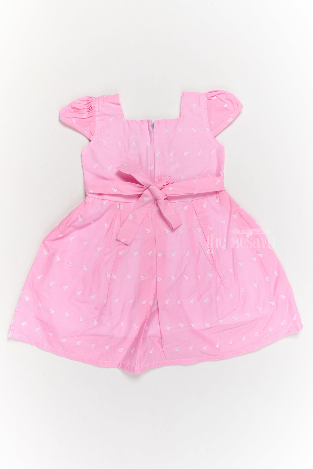 The Nesavu Girls Cotton Frock Best Cotton Dresses for Girls with Lace Trim and Bow Accents Nesavu Nesavu Best Cotton Girls Dress Lace Trim Bows  Perfect Receptions