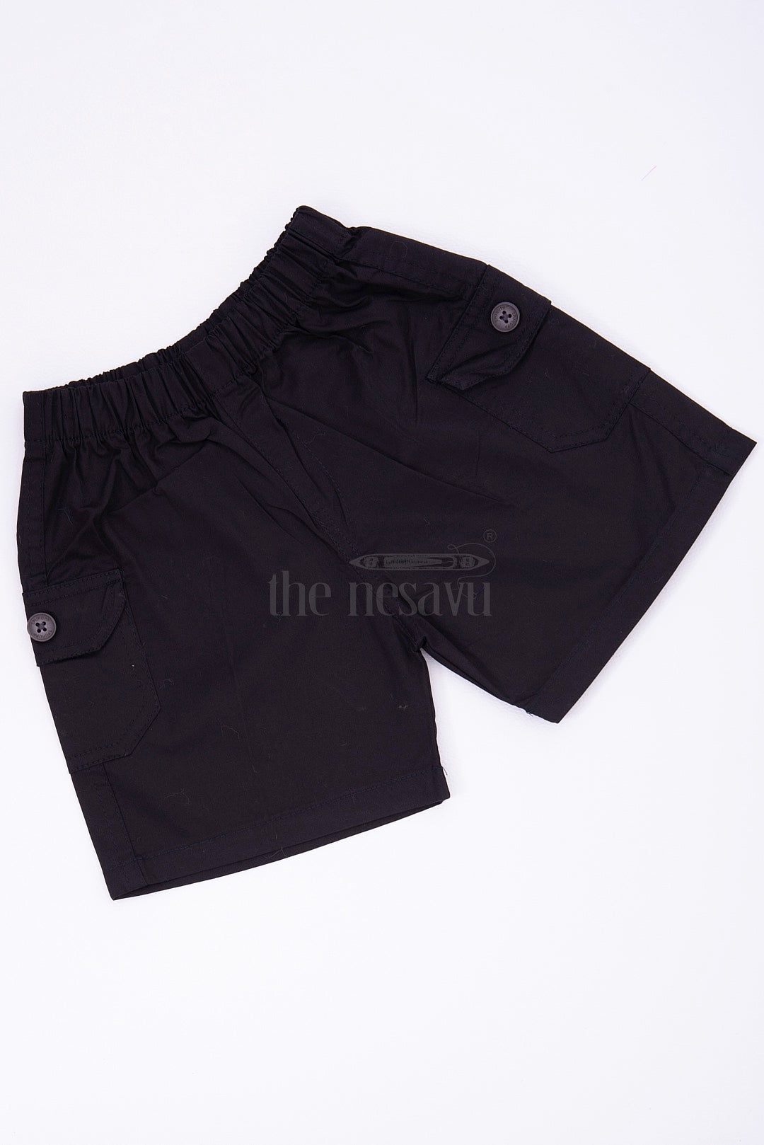 The Nesavu Boys Shorts Black Boys Cotton Bermuda Shorts with Elastic Waist Nesavu The Nesavu Black Boys Cotton Bermuda Shorts - Elastic Waist & Durable Cotton