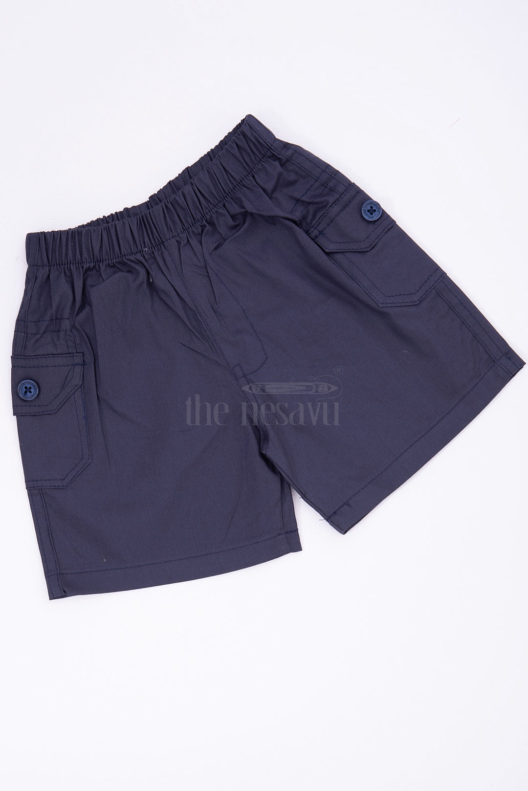 The Nesavu Boys Shorts Blue Boys Cotton Shorts for Matching Outfits Nesavu The Nesavu Blue Boys Cotton Shorts - Elastic Waist & Casual Style