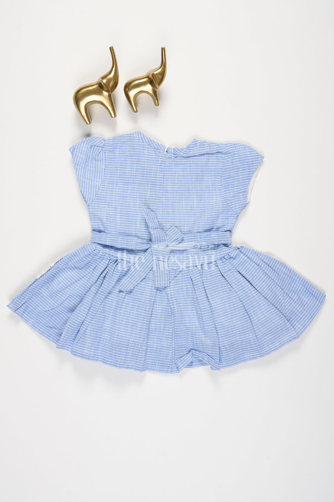 The Nesavu Baby Cotton Frocks Blue Cotton Baby Frock with Horizontal Stripes and Lace Embellishment for Girls Nesavu Blue Cotton Baby Frock with Horizontal Stripes and Lace Embellishment for Girls Nesavu