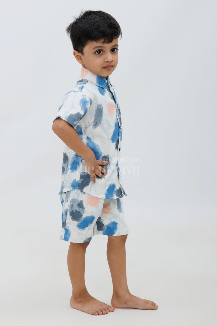 The Nesavu Boys Casual Set Boys' Abstract Print Tie-Dye Casual Set Nesavu Boys' Abstract Print Tie-Dye Casual Set - Two-Piece Outfit