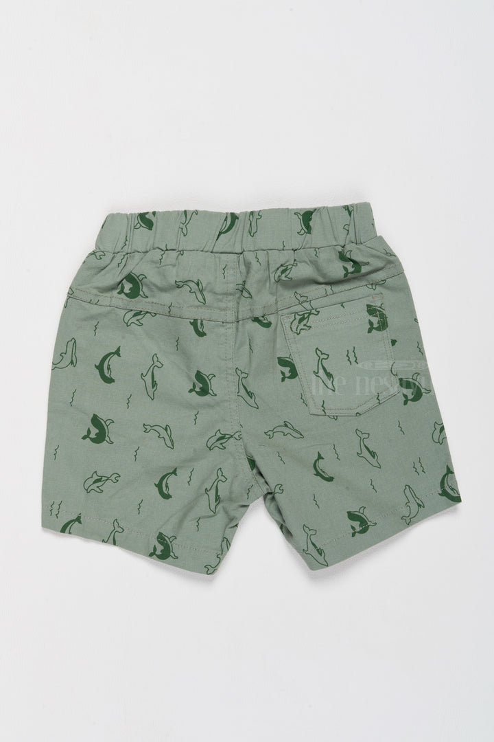 The Nesavu Boys Shorts Boys Casual Cotton Shorts with Fun Dolphin Print and Flexible Waist Nesavu Boys Cotton Casual Shorts Dolphin Print Adjustable Fit