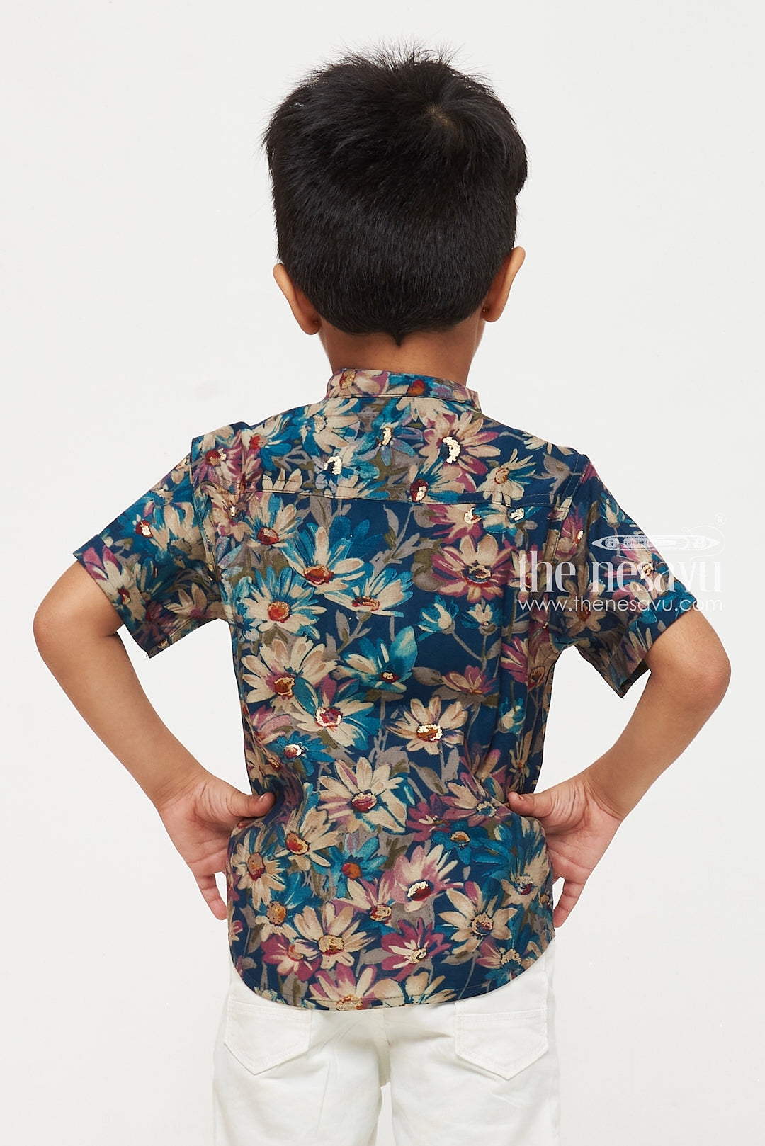 The Nesavu Boys Cotton Shirt Boys Chanderi Floral Shirt - Premium Quality and Fashionable Design Nesavu Premium Boys Chanderi Floral Shirt | Fashionable and Comfortable | The Nesavu