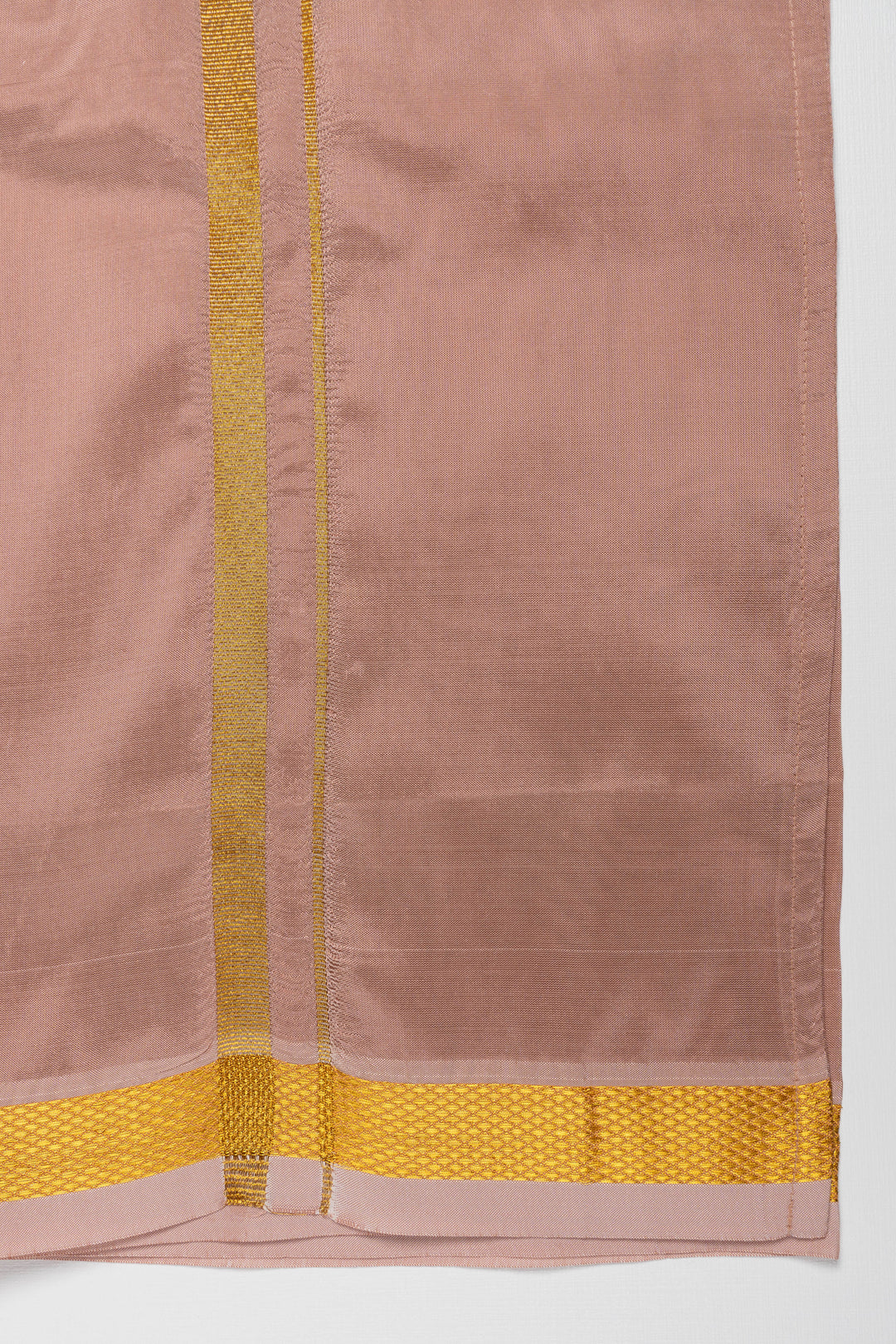 The Nesavu Boys Vesti Boys Classic Silk Dhoti in Rich Copper with Golden Accents Nesavu Buy Boys Copper Silk Dhoti Online | Traditional   Festive Wear | The Nesavu