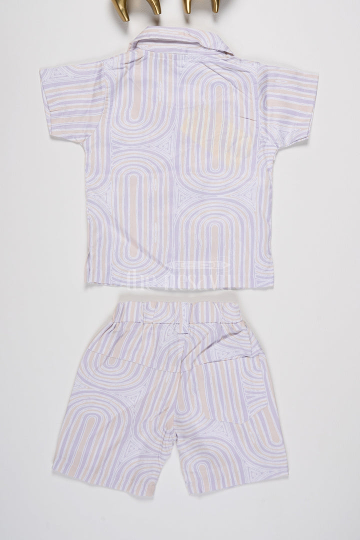 The Nesavu Boys Casual Set Boys Co-Ord Trouser Set with Soft Pastel Swirl Pattern for Casual Summer Days Nesavu Nesavu Boys Co-Ord Trouser Set Pastel Swirl Pattern Casual Summer Outings