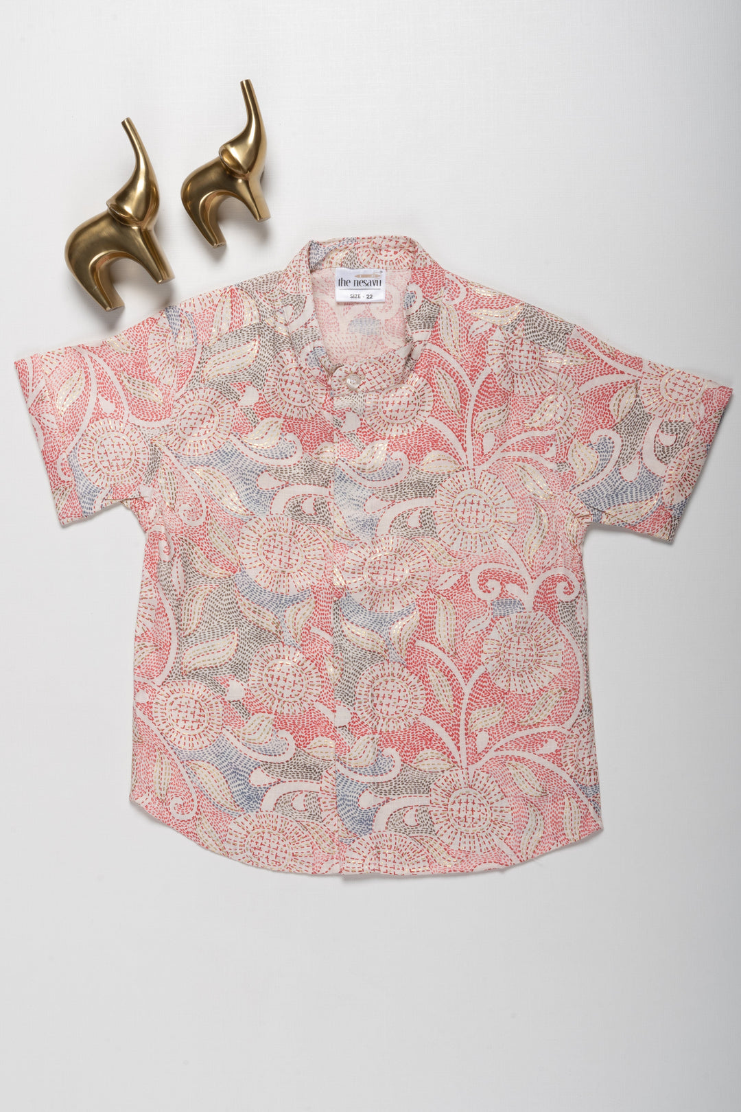 The Nesavu Boys Cotton Shirt Boys Comfortable Rayon Ethnic Floral Print Shirt - Stylish Summer Casual Wear Nesavu 16 (1Y) / Pink / Rayon BS160C-16 Boys Comfortable Rayon Floral Print Shirt | Ethnic Summer Casual Wear | The Nesavu