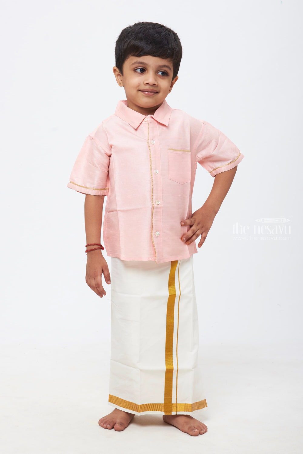 The Nesavu Boys Silk Shirt Boys Elegant Pink Silk Shirt: A Whisper of Timeless Elegance Nesavu 14 (6M) / Pink / Blend Silk BS103A-14 Boys Radiant Pink Silk Shirt: Embrace the Gentle Allure of Dawn | The Nesavu