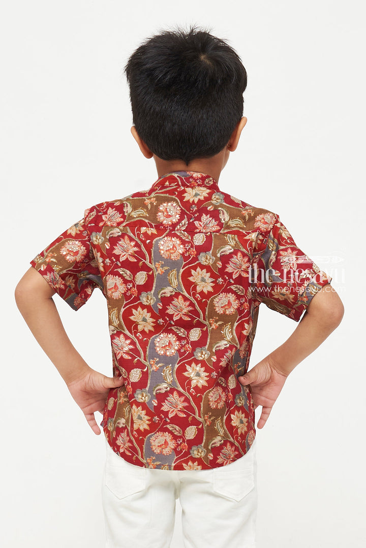 The Nesavu Boys Cotton Shirt Boys Floral Cotton Shirt - A Timeless Elegance Nesavu Boys' Floral Print Shirt | Versatile & Stylish Cotton Tops | The Nesavu