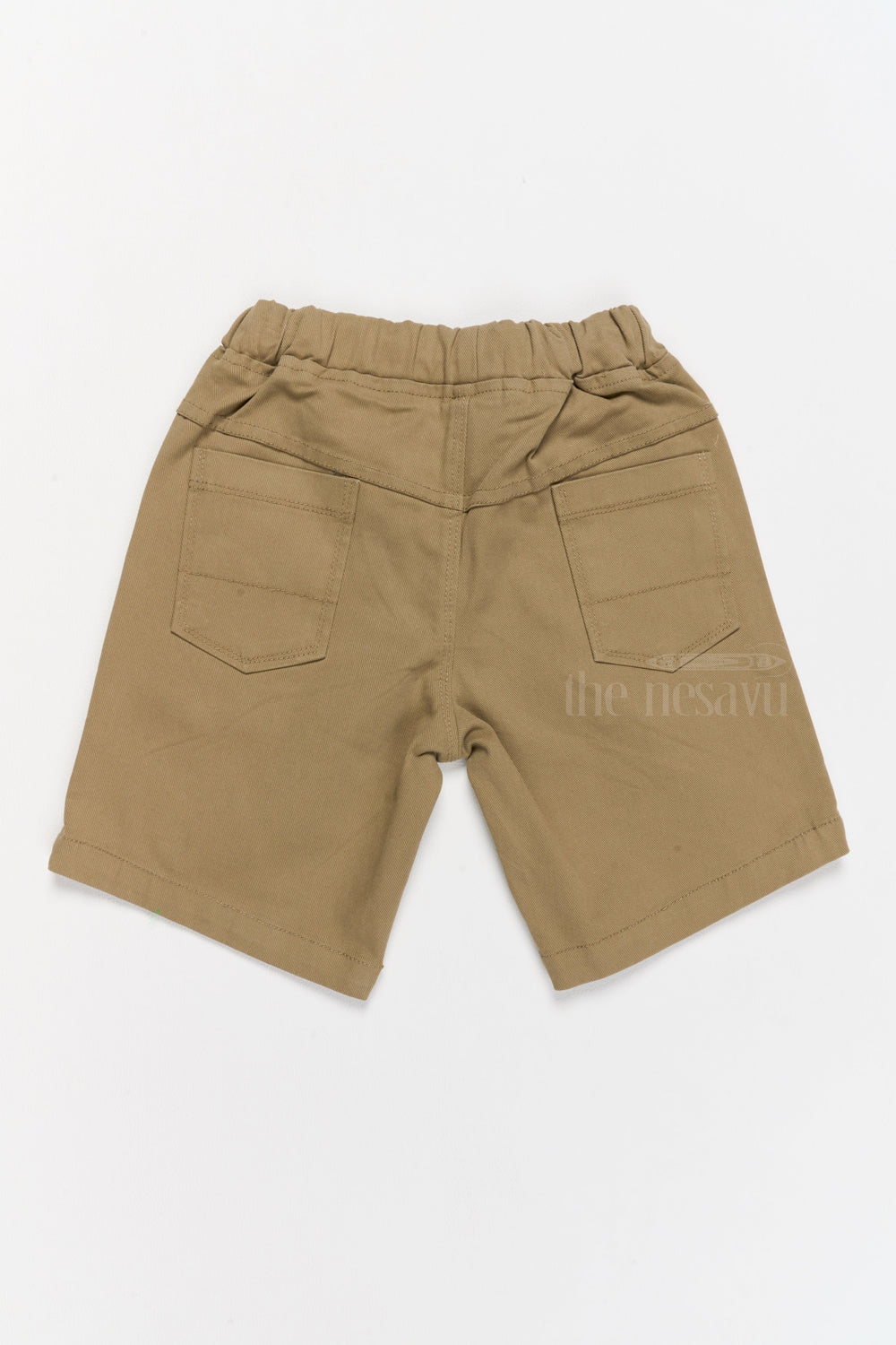 The Nesavu Boys Shorts Boys Khaki Cotton Shorts with Adjustable Drawstring and Functional Pockets Nesavu Boys Khaki Cotton Shorts Adjustable Drawstring Embroidered Logo