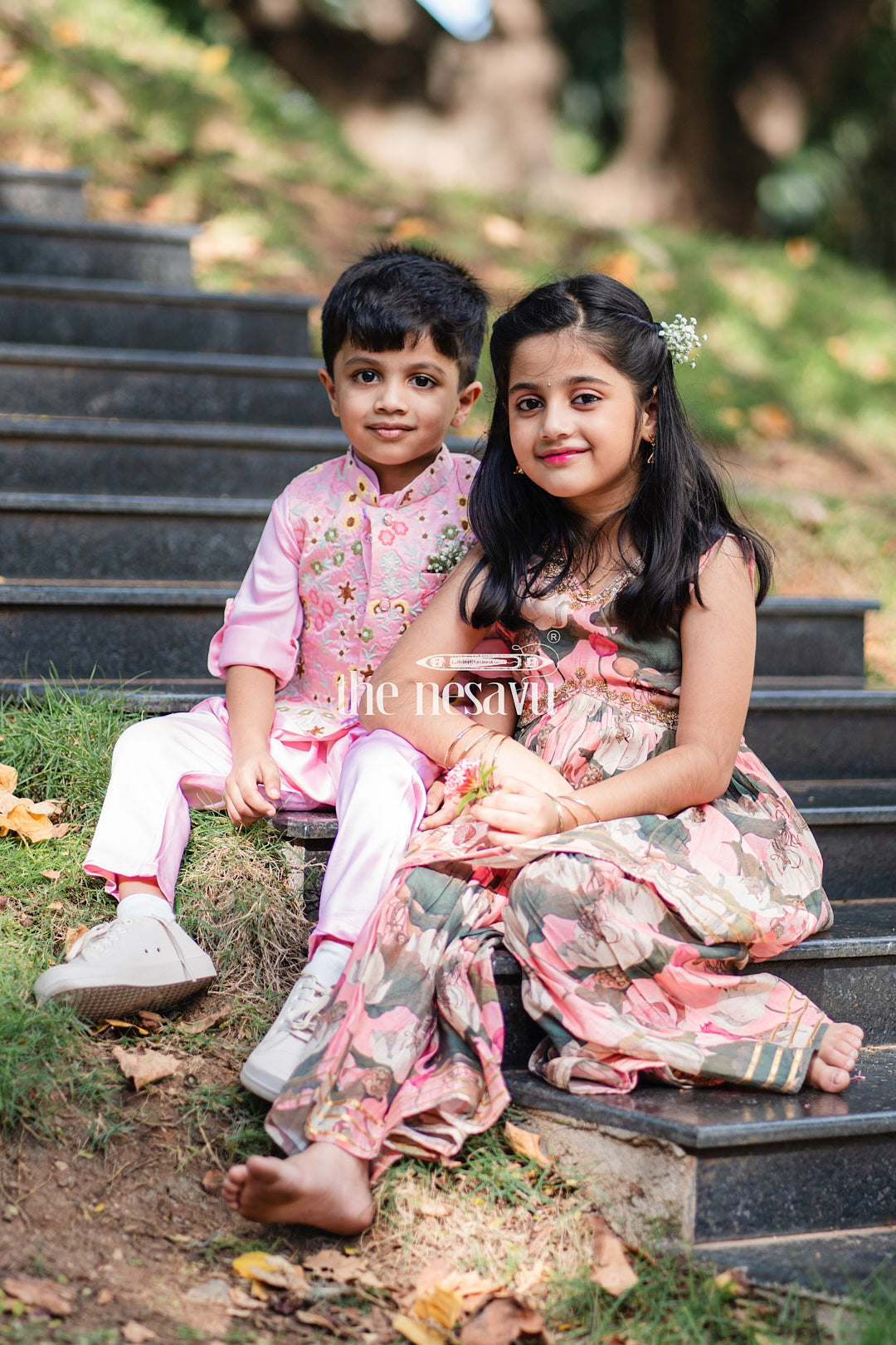 The Nesavu Boys Jacket Sets Boys Pink Embroidered Jacket with Kurta and Dhoti Pant Set Nesavu Boys Festive Pink Embroidered Jacket  Dhoti Set | The Nesavu