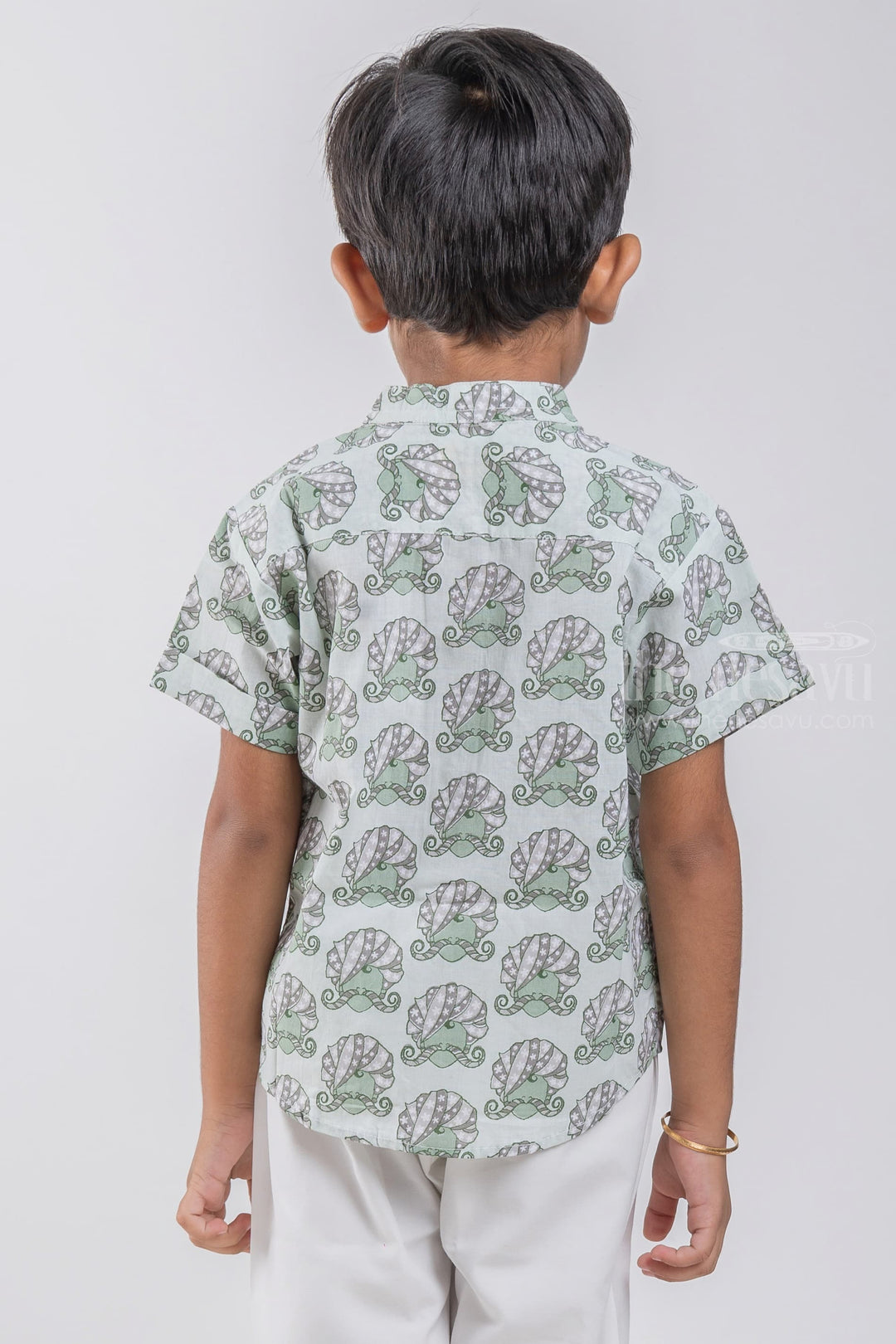 The Nesavu Boys Cotton Shirt Boys Rajasthani Printed Green Cotton Shirt by The Nesavu psr silks Nesavu