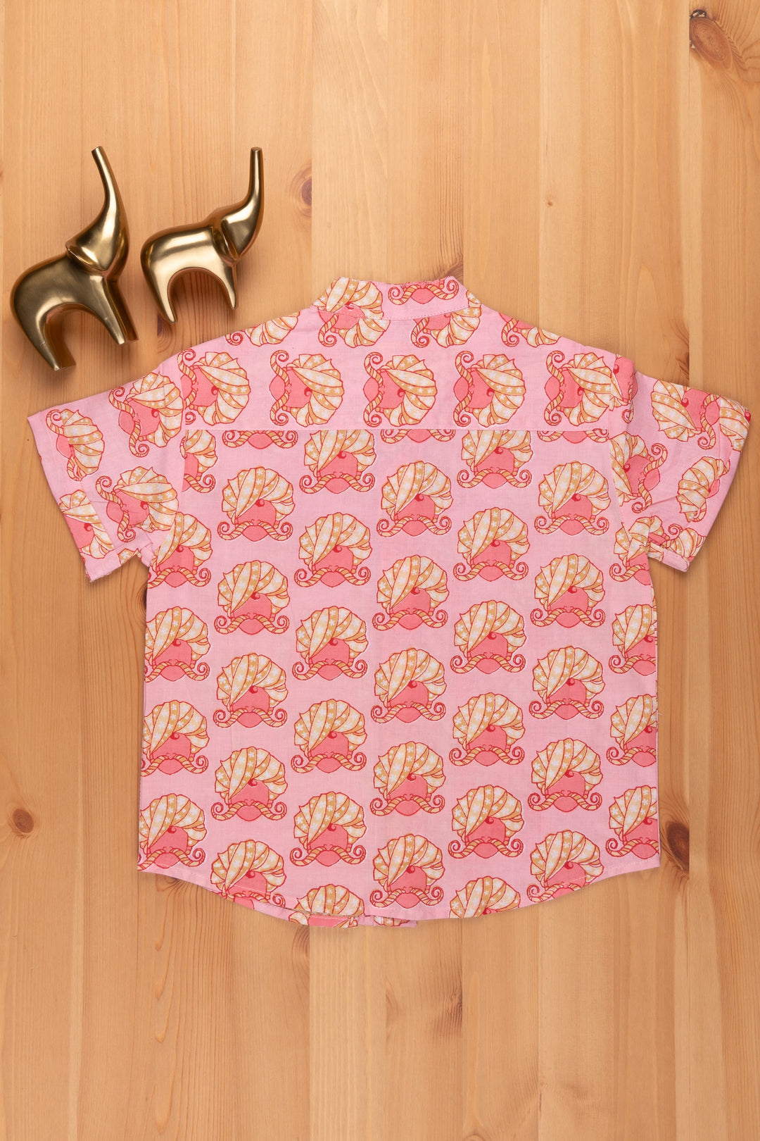 The Nesavu Boys Cotton Shirt Boys Rajasthani Printed Pink Cotton Shirt by The Nesavu psr silks Nesavu