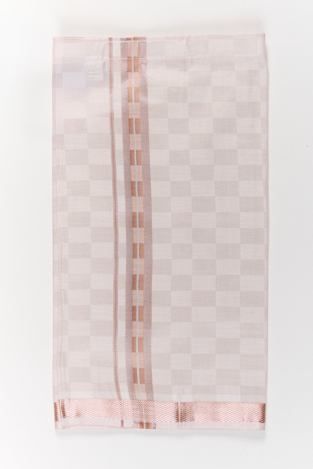 The Nesavu Boys Vesti Boys Silk Dhoti with Rose Gold Zari Border for Traditional Wear Nesavu 18 (2Y) / Beige D013B-18 Nesavu Boys Silk Dhoti Rose Gold Zari Border Cultural Events Festivals