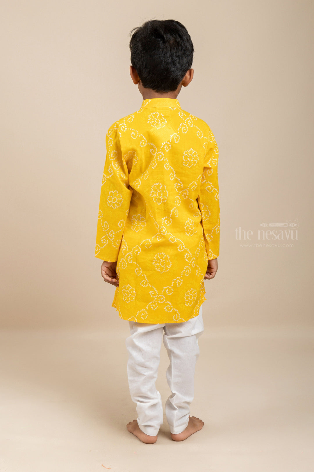 The Nesavu Boys Jacket Sets Bright Yellow Cotton Kurta Dresses For Boys With Pants Nesavu Yellow Designer Party Wear Dresses | Mandarin Collar Ideas | The Nesavu