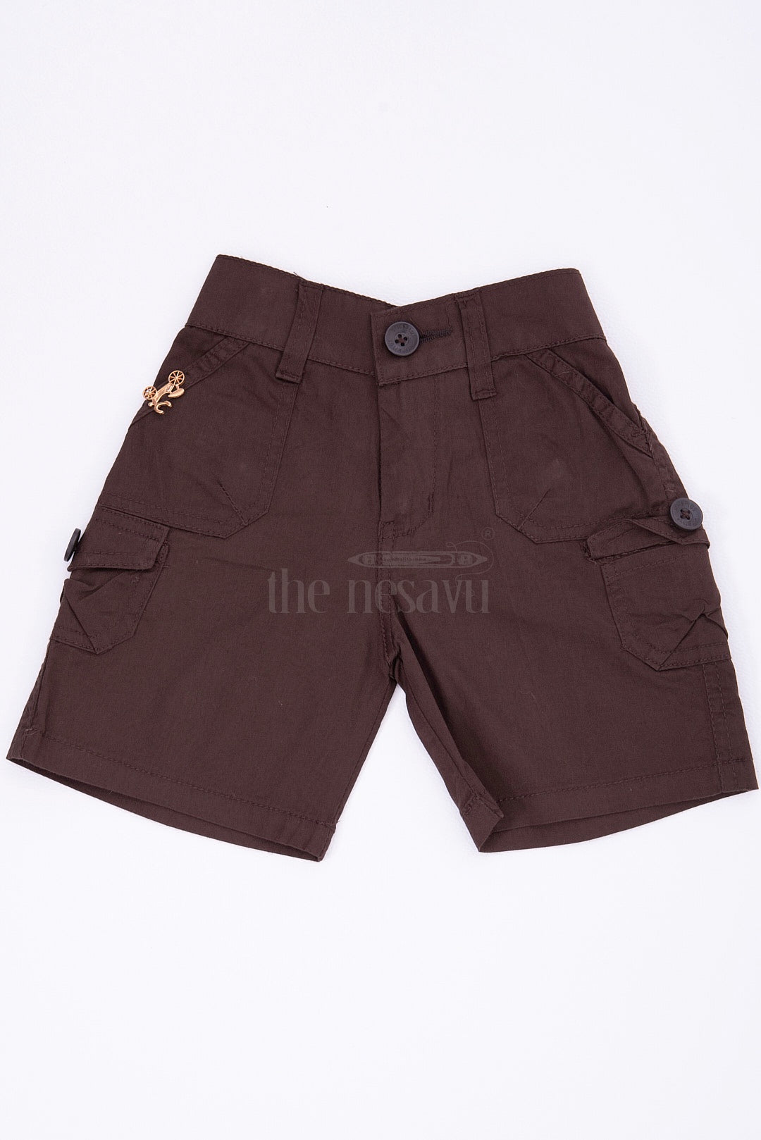 The Nesavu Boys Shorts Brown Boys Cargo Shorts with Elastic Waistband Nesavu The Nesavu Brown Boys Cargo Shorts - Comfortable Elastic Waist