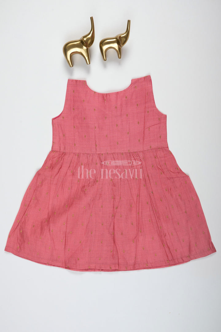 The Nesavu Baby Cotton Frocks Chanderi Infant Frocks Onion Pink Viscose Silk Dress with Overlap Neckline Nesavu Chanderi Infant Frocks Onion Pink Viscose Silk Dress with Overlap Neckline Nesavu