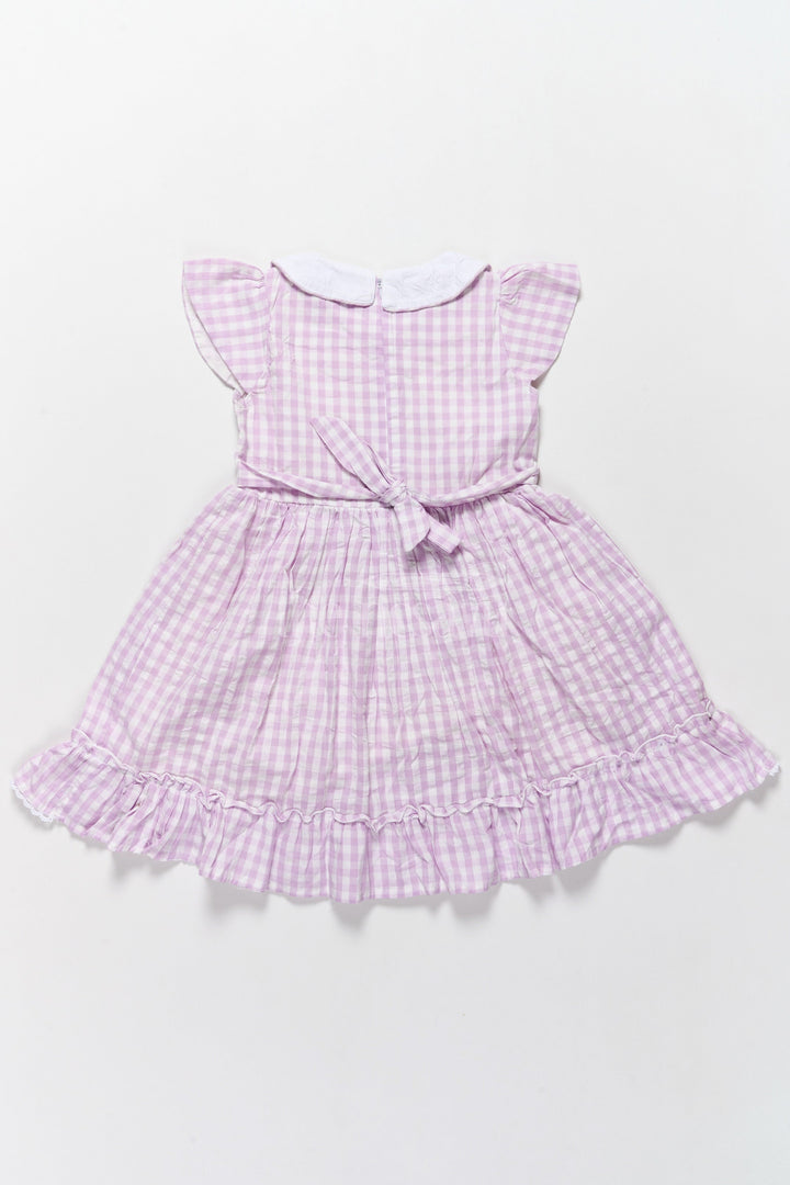 The Nesavu Girls Cotton Frock Charming Lavender Gingham Frock for Girls with Embroidered Bodice – Unique Designs for Frocks Nesavu Nesavu Lavender Gingham Girls Frock Embroidered Bodice  Trendy Elegant Designs