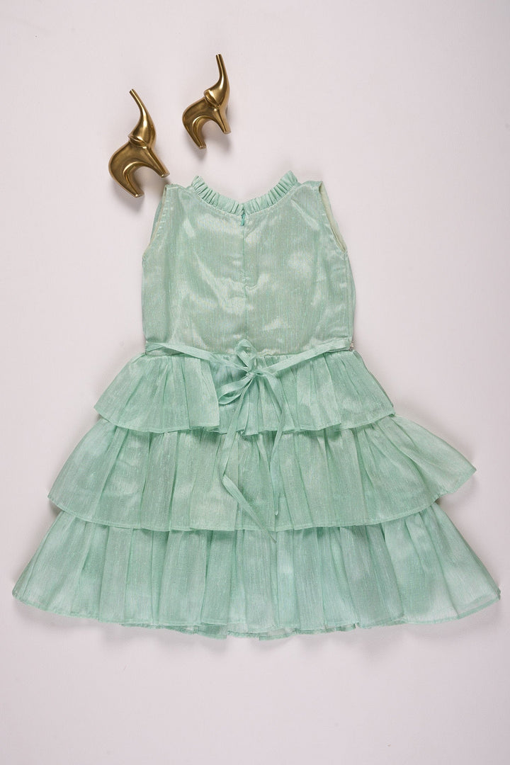 The Nesavu Girls Fancy Frock Charming Mint Green Tiered Baby Dress Nesavu Mint Green Tiered Baby Dress | Cute Baby Apparel