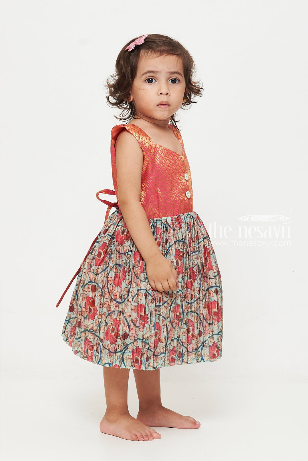 The Nesavu Silk Frock Charming Pink Kalamkari Silk Frock for Girls: Traditional Artistry Meets Contemporary Style Nesavu Buy Girls Pink Kalamkari Silk Frock | Traditional Handcrafted Dresses | Kids Cultural Wear | The Nesavu