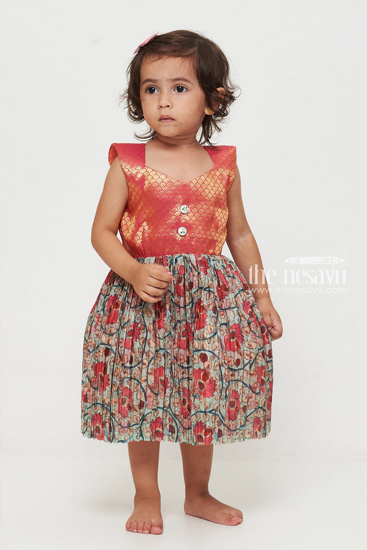 The Nesavu Silk Frock Charming Pink Kalamkari Silk Frock for Girls: Traditional Artistry Meets Contemporary Style Nesavu Buy Girls Pink Kalamkari Silk Frock | Traditional Handcrafted Dresses | Kids Cultural Wear | The Nesavu