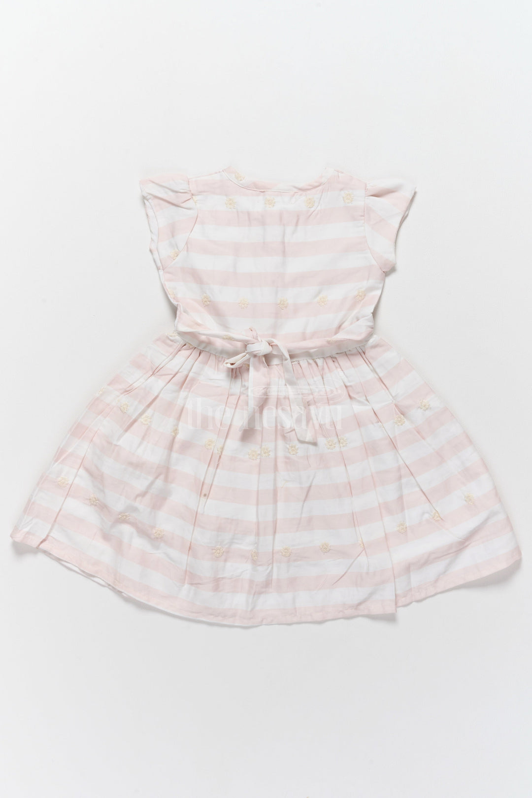 The Nesavu Girls Cotton Frock Charming Pink Striped Cotton Frock for Kids with Tassel and Bow Embellishments – Cotton Frock Kids Nesavu Nesavu Pink Striped Cotton Frock Kids Tassels Bow  Stylish Comfortable