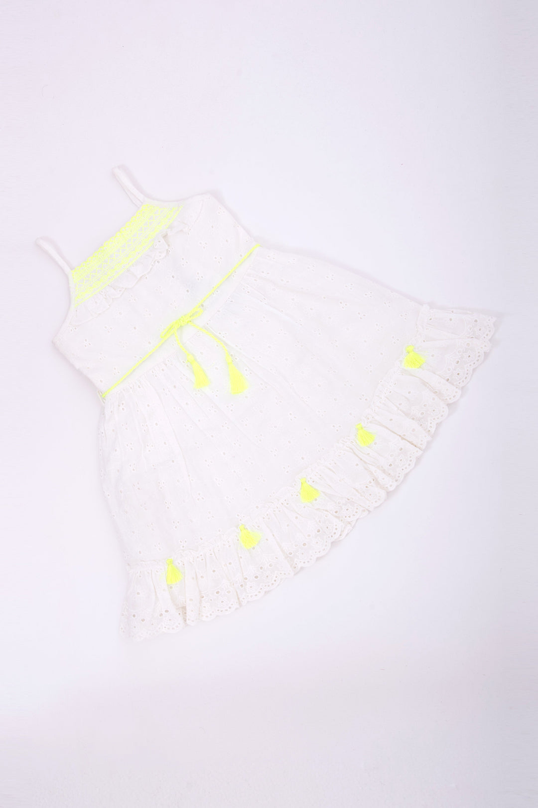 The Nesavu Baby Cotton Frocks Charming Short Organza Dress - Sleeveless Neon Embroidery Baby Frock Nesavu Charming Short Organza Dress - Nesavu | Neon Embroidery Baby Frock