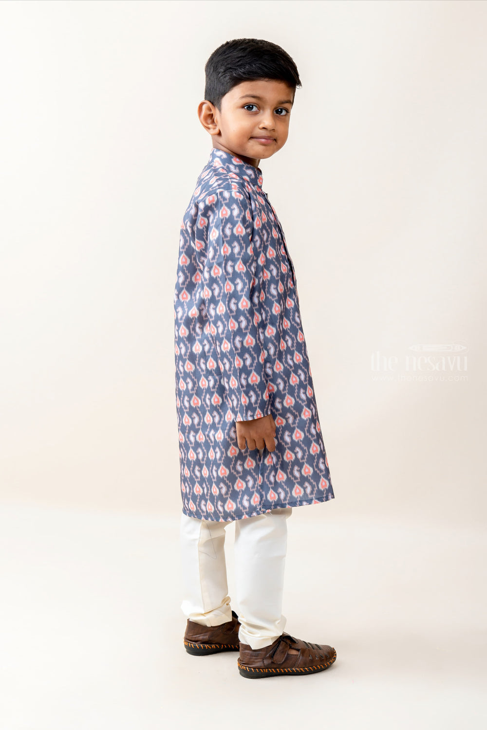 The Nesavu Boys Kurtha Set Checkered Boxes - Multi Coloured Shirt And White Cotton Pants Nesavu readymade indian wear ethnic for boys | latest festive collection | the nesavu