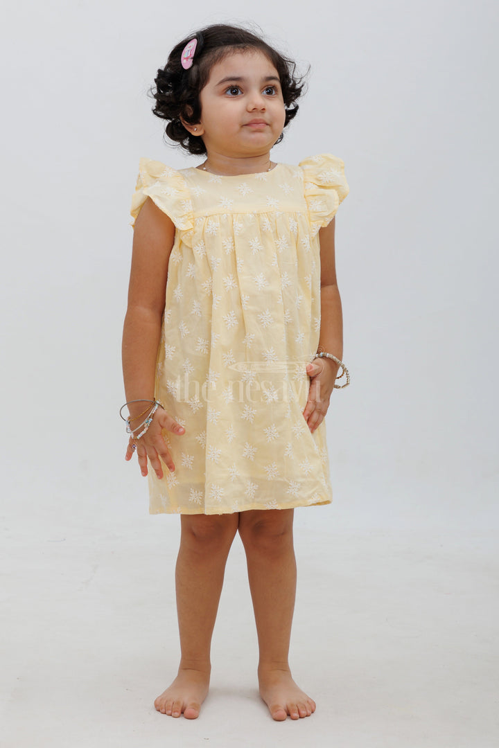 The Nesavu Girls Cotton Frock Chikankari Embroidered Cotton Cap Sleeve Frock Nesavu Chikankari Embroidered Cotton Cap Sleeve Frock for Girls