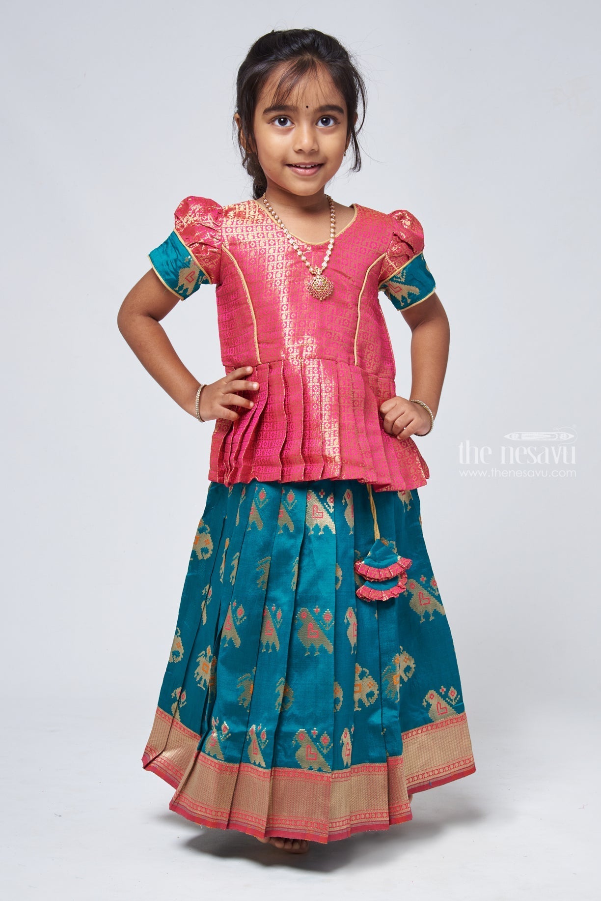 Handcrafted Pattu Pavada Set | Buy Kids Ethnic Wear Online – www.liandli.in