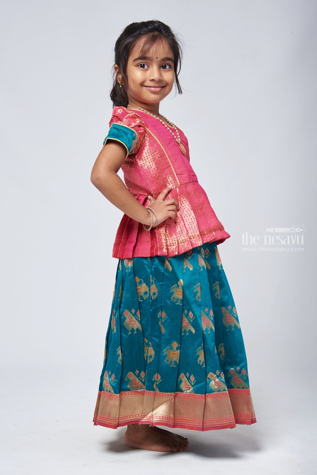 Girls Pattu Skirt And Blouse Set Indian Ethnic Dress For Kids The Nesavu The Nesavu