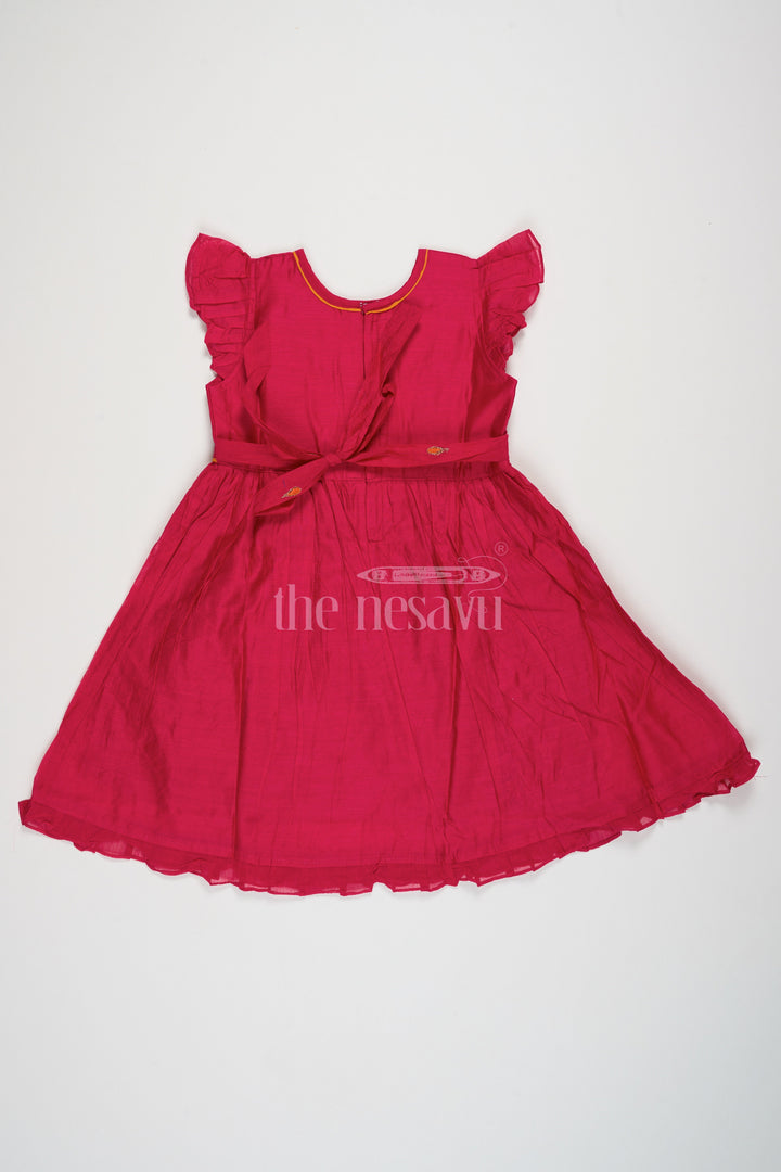 The Nesavu Girls Cotton Frock Cotton Short Frock for Ladies with Chanderi Silk and Traditional Embroidery, Perfect for Festivals and Family Gatherings Nesavu Cotton Short Frock Ladies Chanderi Silk Embroidery Nesavu Ideal Diwali Family Celebrations