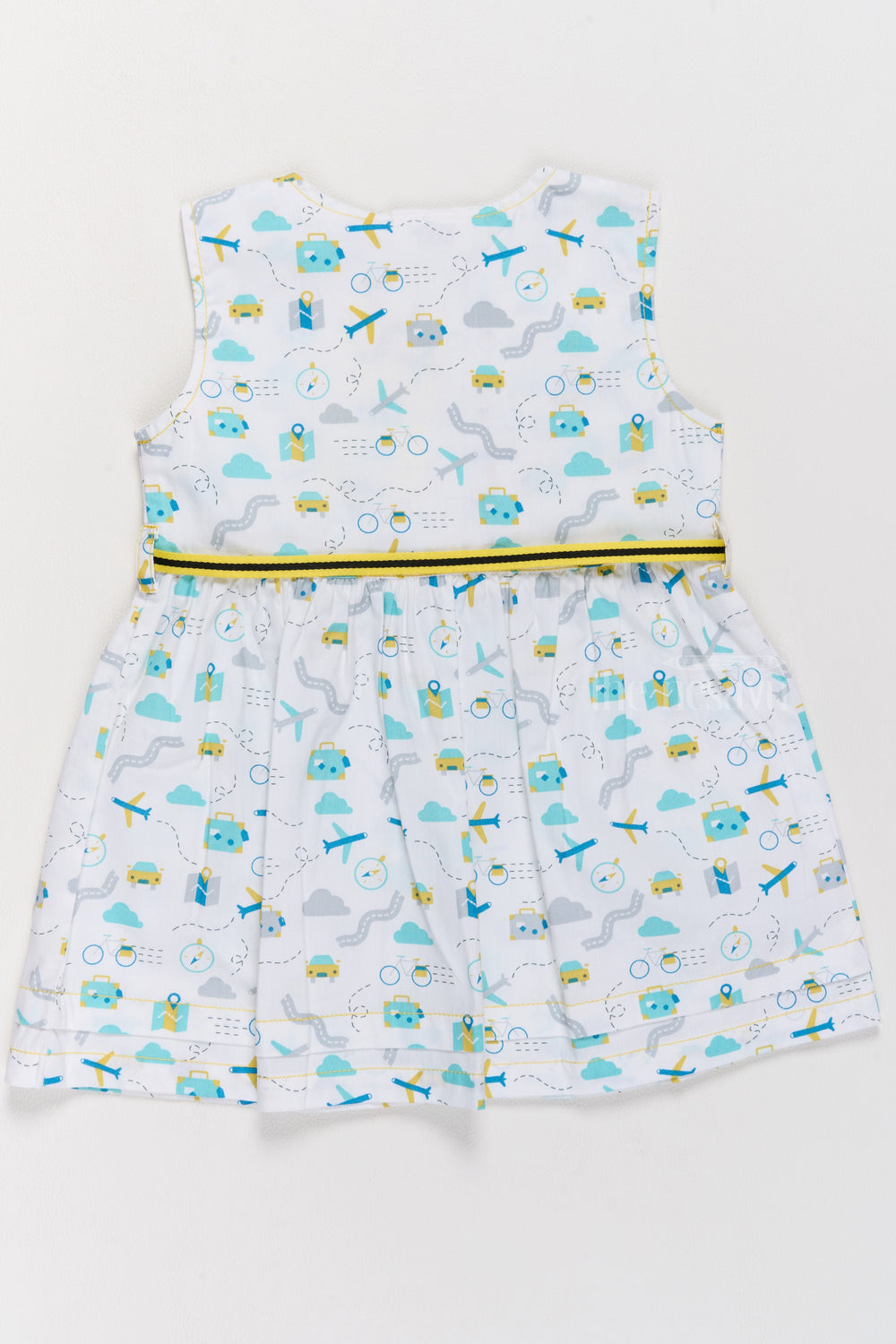 The Nesavu Baby Casual Sets Cute Baby Girl Clothes with Travel Theme Print Baby Casual Set Nesavu Cute Baby Girl Clothes Travel Print Yellow Bow Baby Casual Set Nesavu