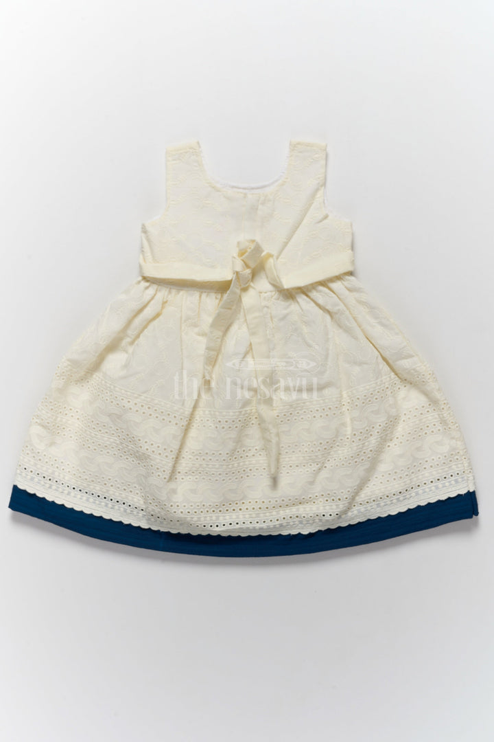 The Nesavu Girls Cotton Frock Cute Cotton Dresses with Hakoba Embroidery and Navy Bow for Girls Nesavu Nesavu Cute Cotton Dress Girls Hakoba Embroidery Navy Bow  Great Gatherings