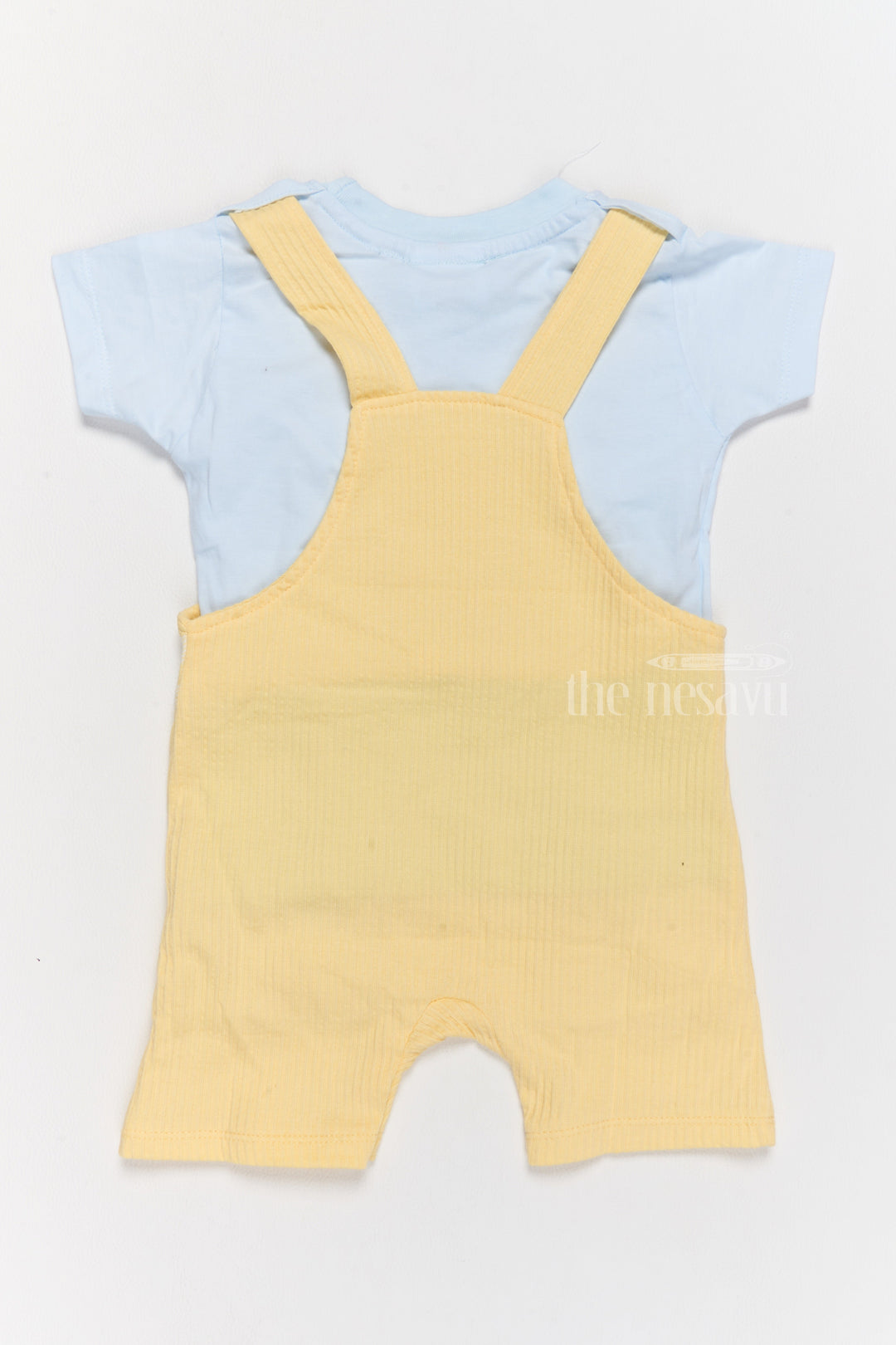 The Nesavu Baby Casual Sets Cute Newborn Winter Outfits Yellow Gingham Dungaree with Blue T-Shirt Nesavu Nesavu Cute Newborn Winter Outfits Yellow Gingham Dungaree Blue T-Shirt