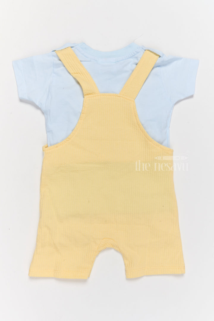 The Nesavu Baby Casual Sets Cute Newborn Winter Outfits Yellow Gingham Dungaree with Blue T-Shirt Nesavu Nesavu Cute Newborn Winter Outfits Yellow Gingham Dungaree Blue T-Shirt