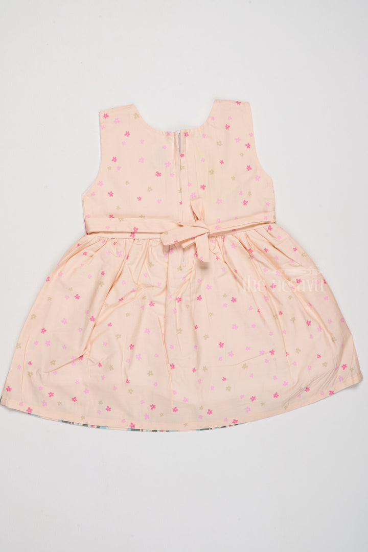 The Nesavu Baby Cotton Frocks Daily Wear Cotton Dress for Girls with Tulip Prints and Decorative Bow Nesavu Nesavu Daily Wear Cotton Girls Dress Tulip Prints Decorative Bow Playdates