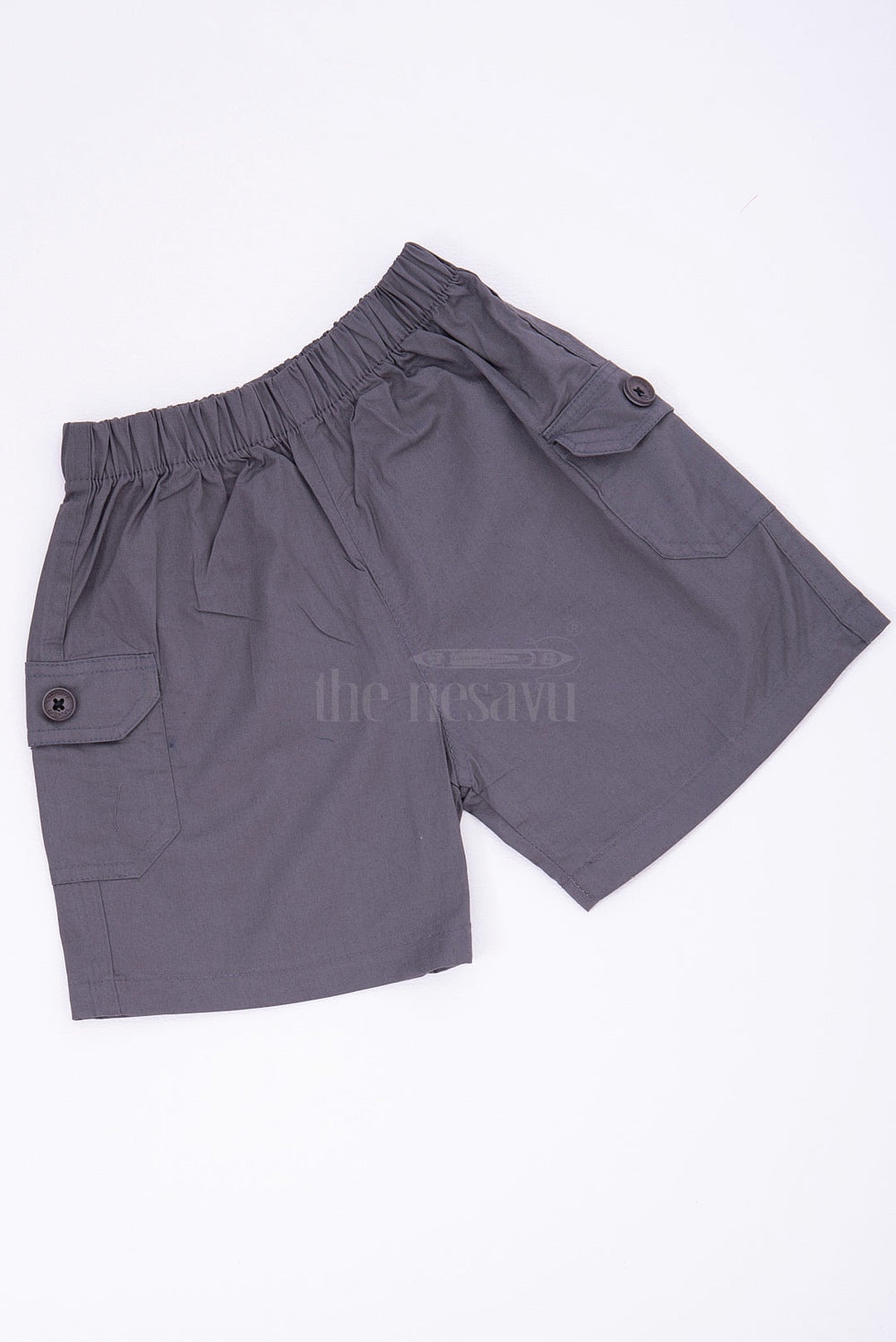 The Nesavu Boys Shorts Dark Grey Boys Cotton Cargo Shorts with Elastic Waist Nesavu The Nesavu Dark Grey Boys Cotton Cargo Shorts - Elastic Waist & Durable Cotton