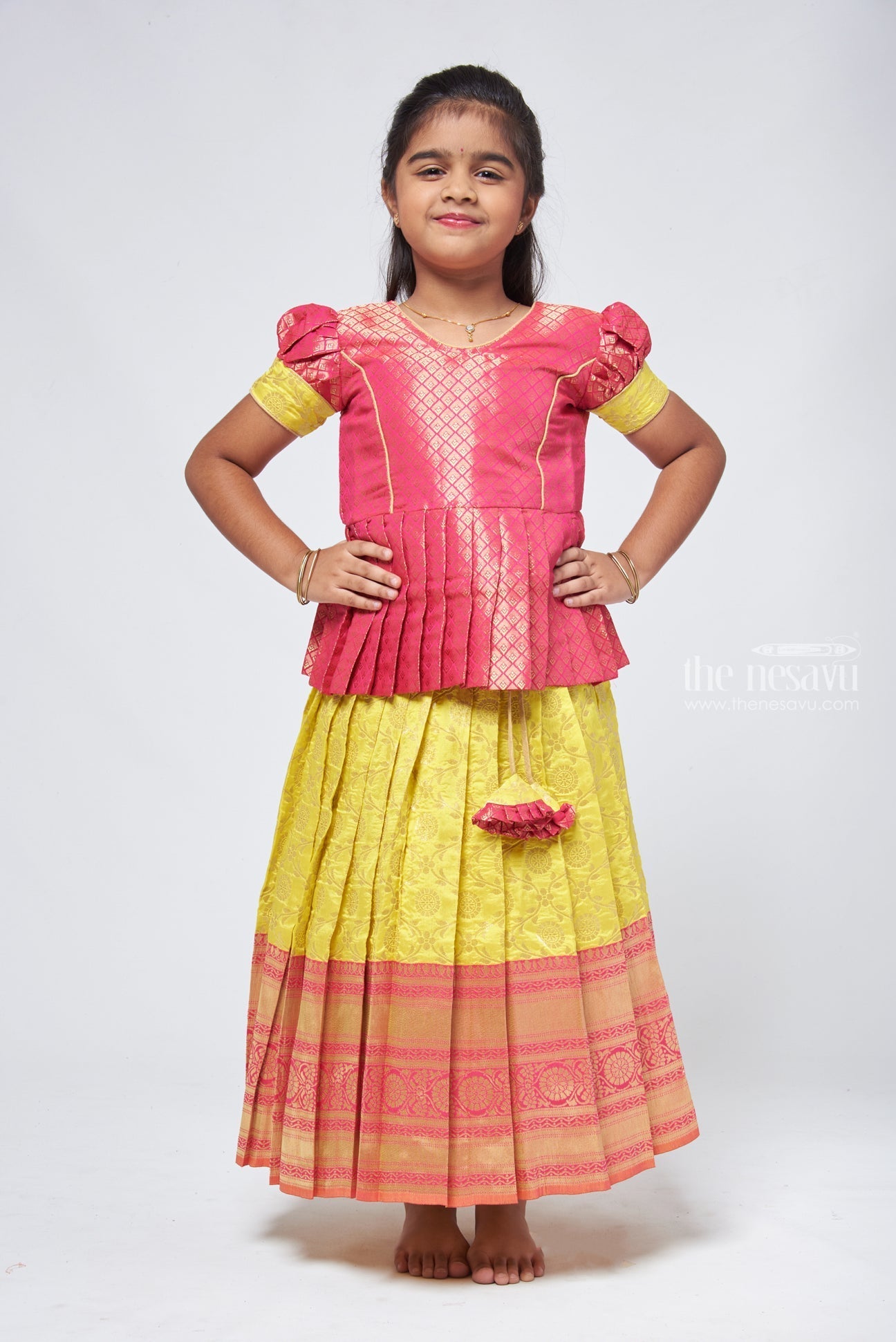 Designer pattu clearance pavadai for babies