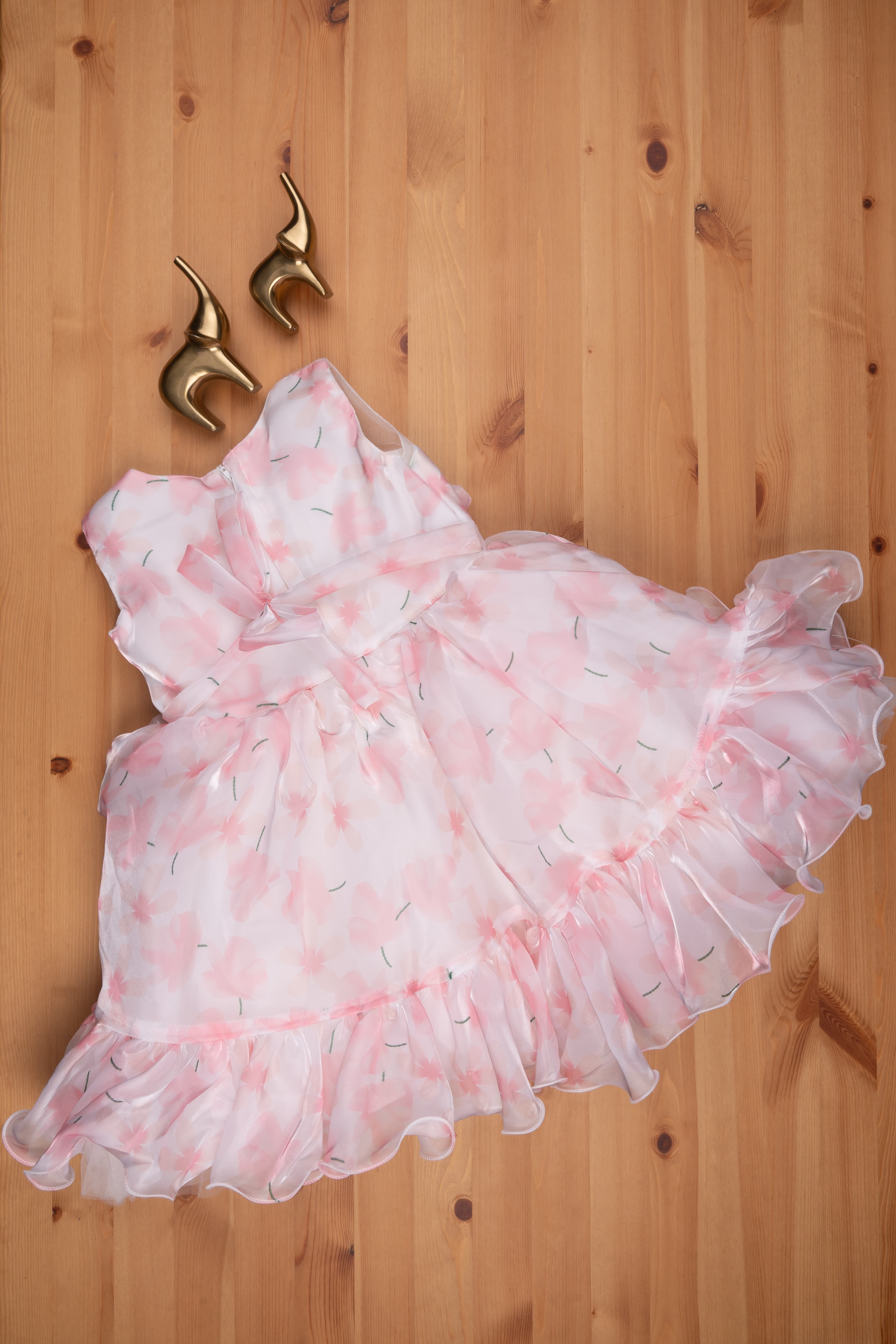 Stunning Pink Color Chiffon Floral Printed Party Wear Gown