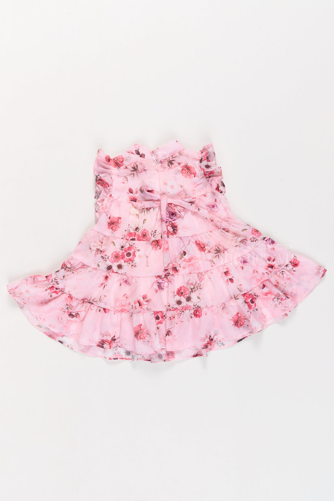 The Nesavu Girls Fancy Frock Dresses and Frocks for Girls with Pink Floral Patterns and Ruffled Design Nesavu Nesavu Dresses Frocks Girls Pink Floral Patterns Ruffled Tiered Design